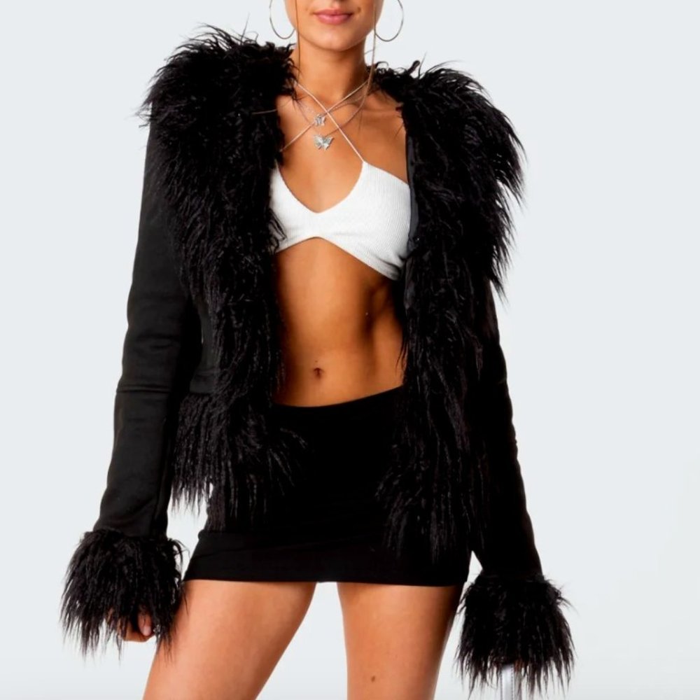 Black Afghan Coat Daisy Jones Penny Lane 70's Fall Faux Fur  Jacket Winter SZ XS